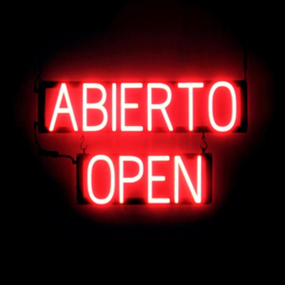 SpellBrite ABIERTO OPEN Sign | Neon Sign Look, LED Light | 25.2″ x 15.0″