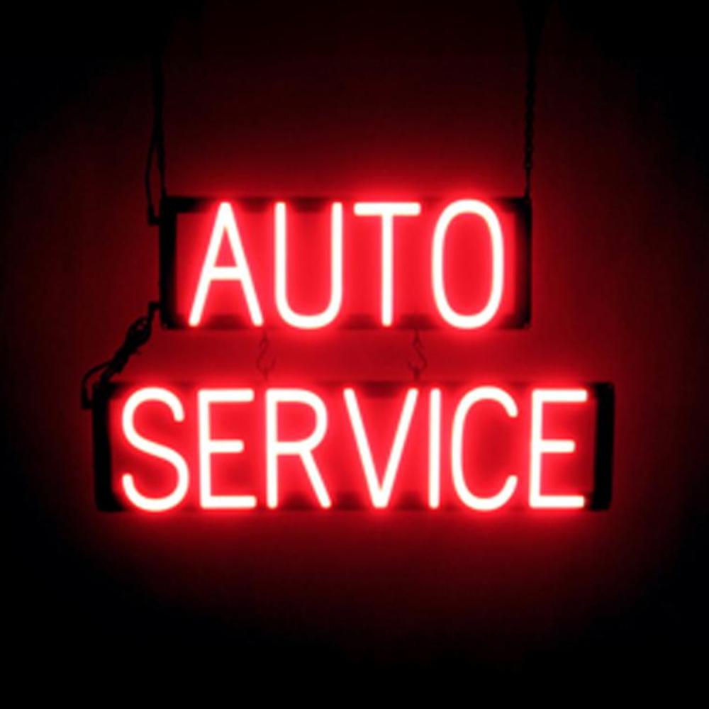 SpellBrite AUTO SERVICE Sign | Neon Sign Look, LED Light | 24.9″ x 15.0″
