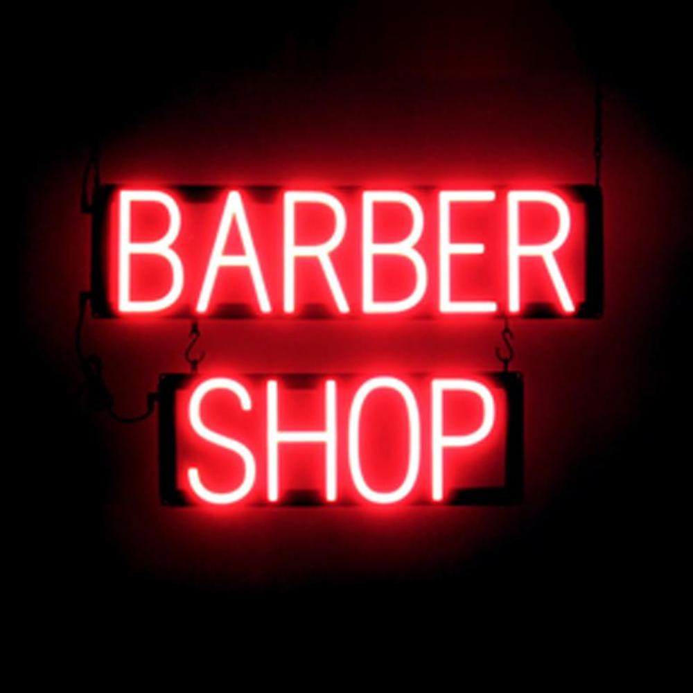 SpellBrite BARBER SHOP Sign | Neon Sign Look, LED Light | 23.8″ x 15.0″
