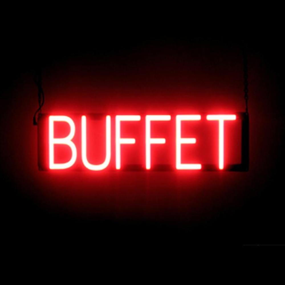 SpellBrite BUFFET Sign | Neon Buffet Sign Look, LED Light | 22.6″ x 6.3″