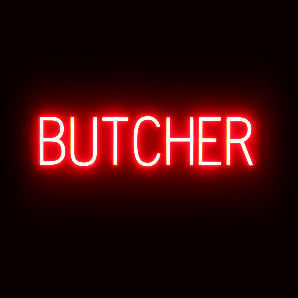 SpellBrite BUTCHER Sign | Neon Butcher Sign Look, LED Light | 27.4″ x 6.3″