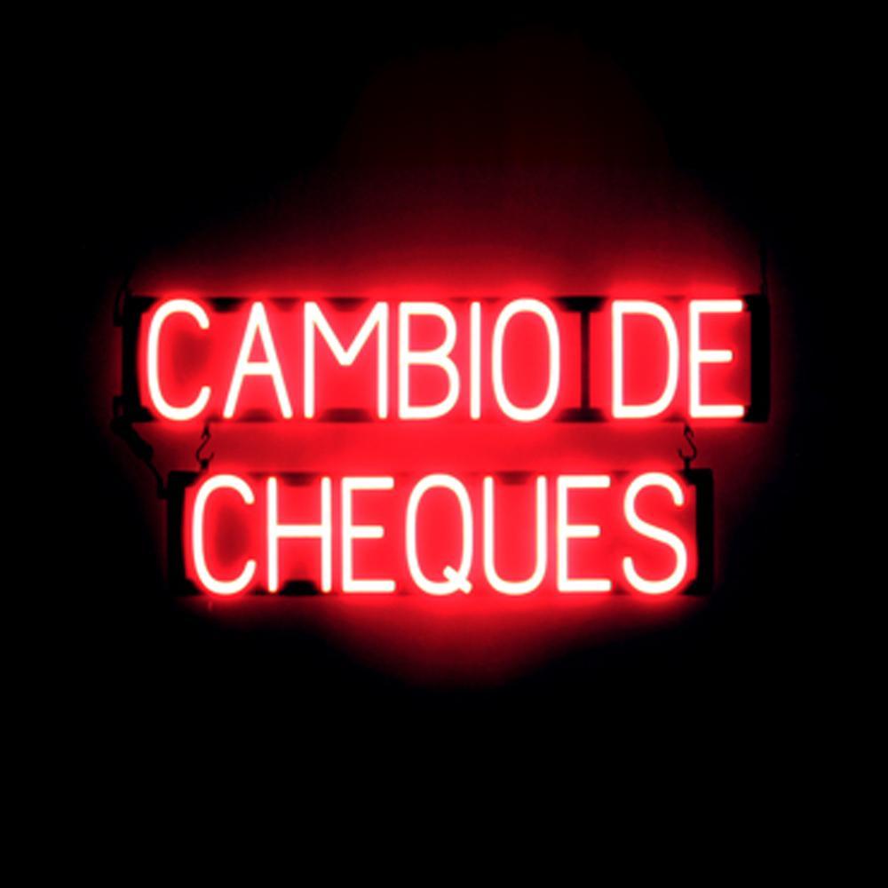 SpellBrite CAMBIO DE CHEQUES Sign | Neon Sign Look, LED Light | 32.3″ x 15.0″