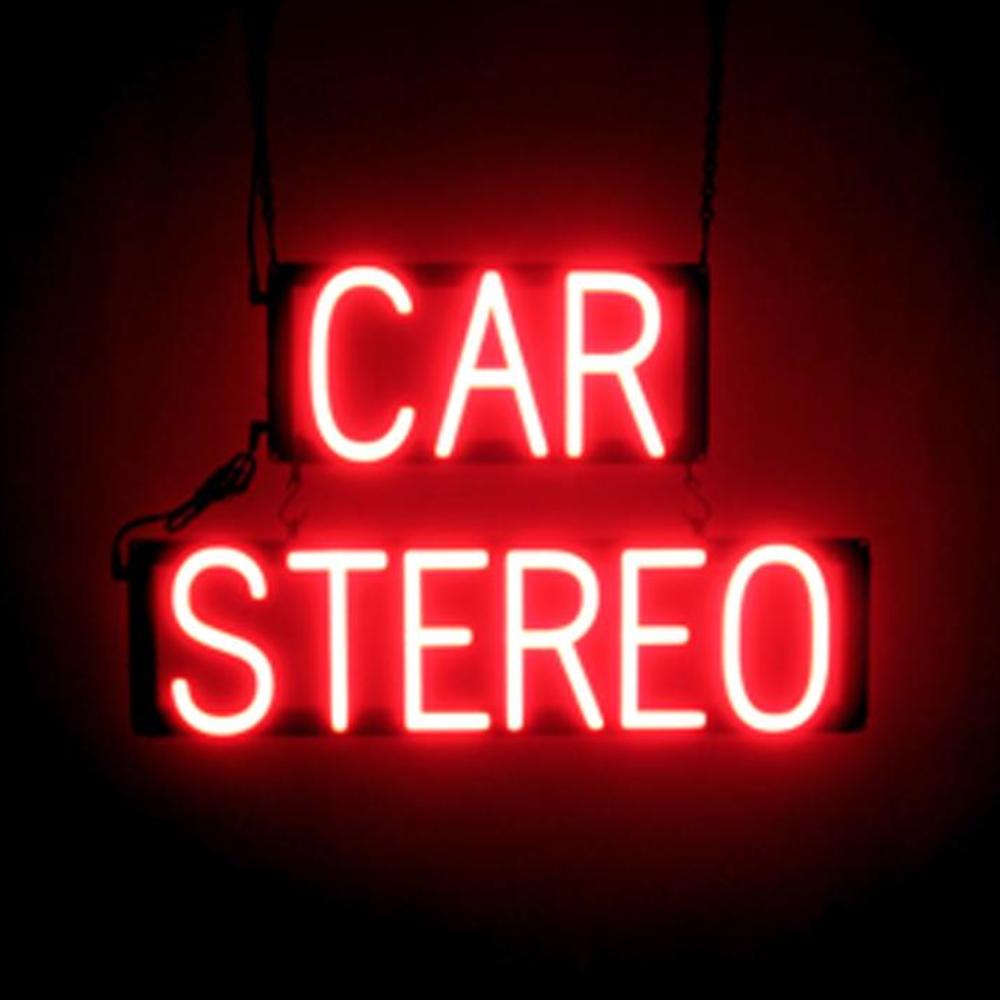 SpellBrite CAR STEREO Sign | Neon Sign Look, LED Light | 23.4″ x 15.0″