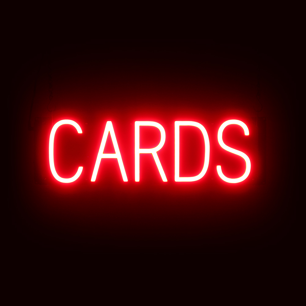 SpellBrite CARDS Sign | Neon Cards Sign Look, LED Light | 21.2″ x 6.3″