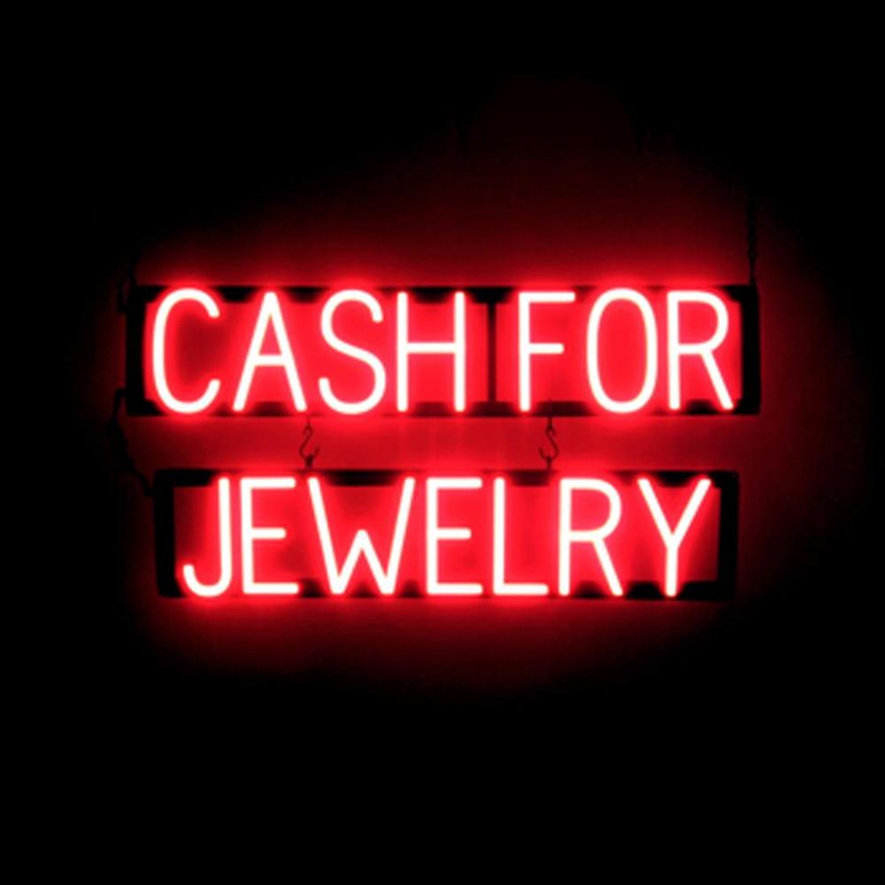 SpellBrite CASH FOR JEWELRY Sign | Neon Sign Look, LED Light | 30.3″ x 15.0″