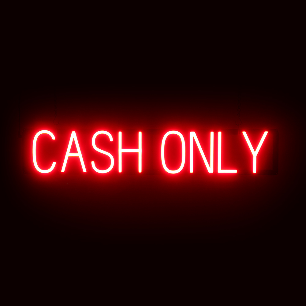 SpellBrite CASH ONLY Sign | Neon Cash Only Sign Look, LED Light | 34.5&Prime; x 6.3&Prime;