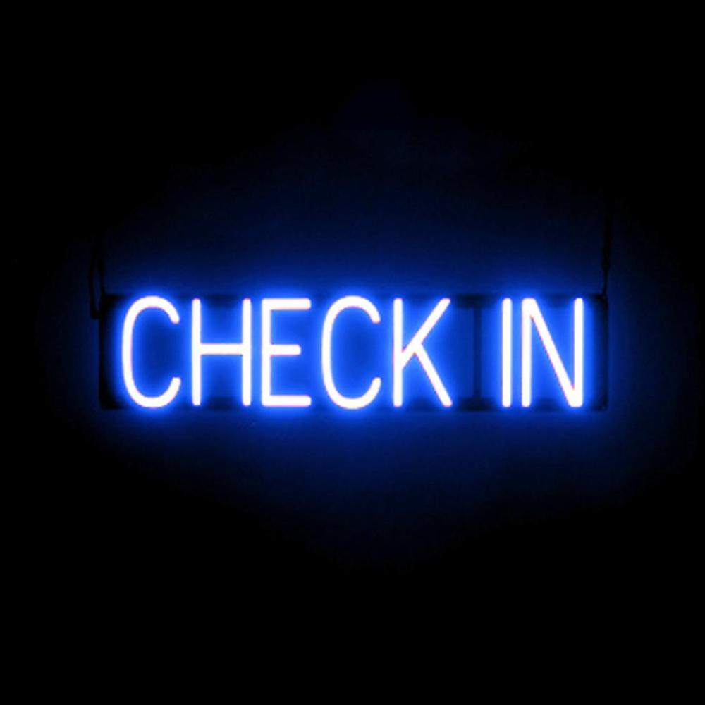 SpellBrite CHECK IN Sign | Neon Check In Sign Look, LED Light | 27.3