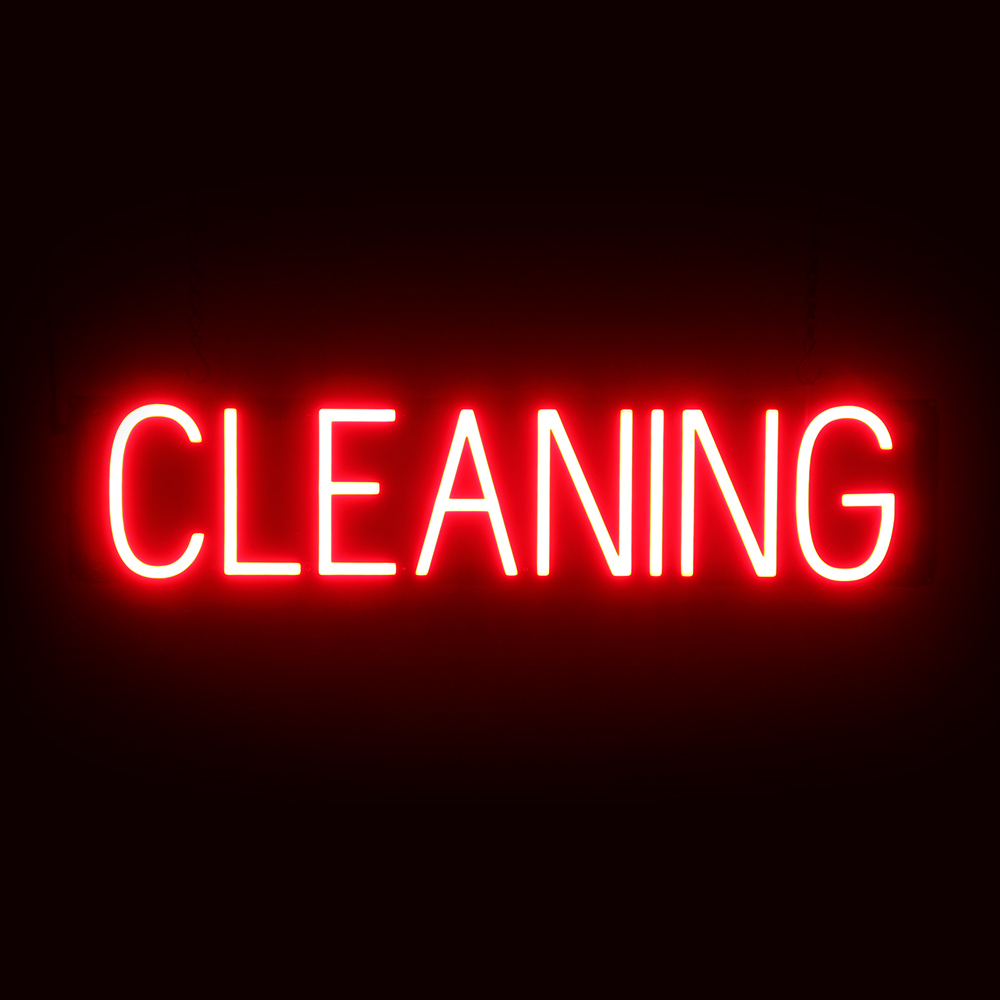 SpellBrite CLEANING Sign | Neon Cleaning Sign Look, LED Light | 28.9″ x 6.3″