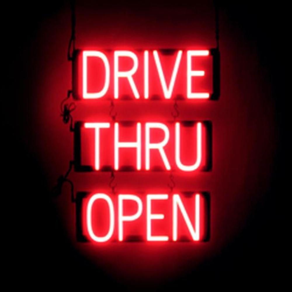 SpellBrite DRIVE THRU OPEN Sign | Neon Sign Look, LED Light | 18.0″ x 23.8″