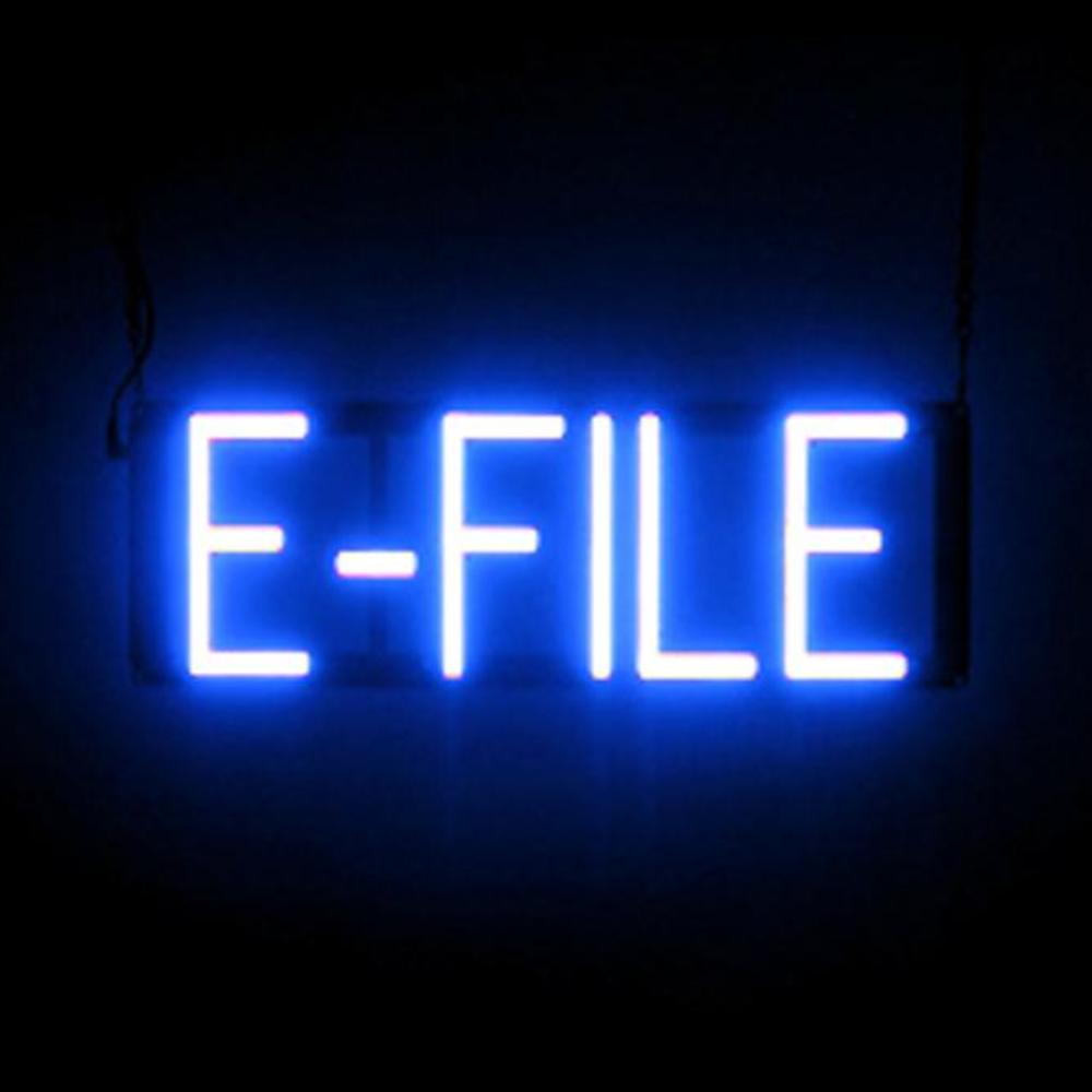 SpellBrite E-FILE Sign | Neon E-File Sign Look, LED Light | 18.3" x 6.3" - Picture 10 of 11