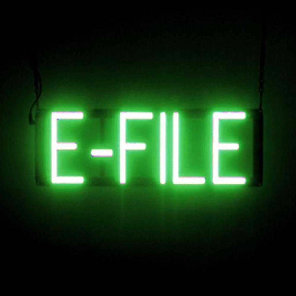 SpellBrite E-FILE Sign | Neon E-File Sign Look, LED Light | 18.3" x 6.3" - Picture 11 of 11