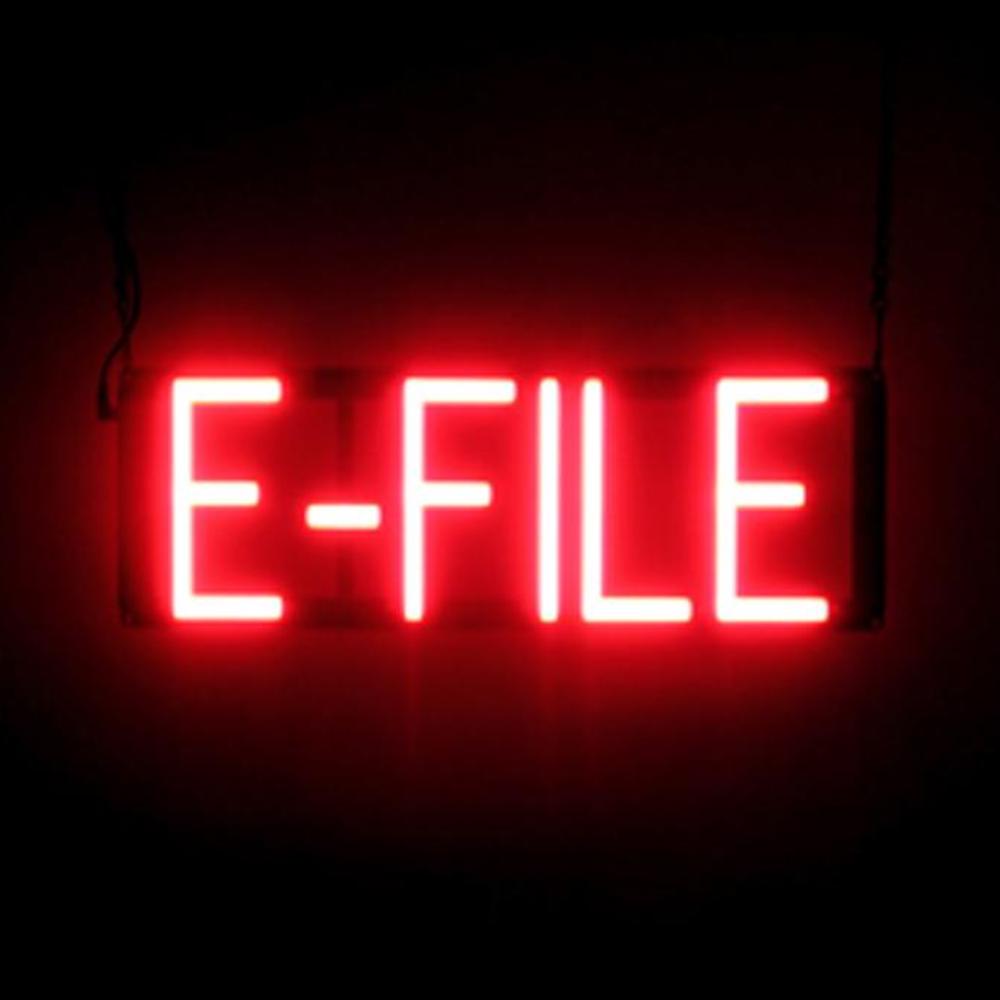 SpellBrite E-FILE Sign | Neon E-File Sign Look, LED Light | 18.3" x 6.3" - Picture 8 of 11
