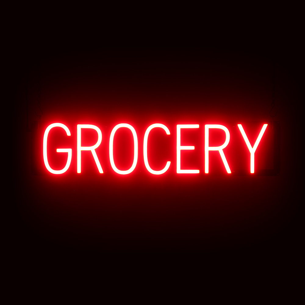 SpellBrite GROCERY Sign | Neon Grocery Sign Look, LED Light | 28.3&Prime; x 6.3&Prime;