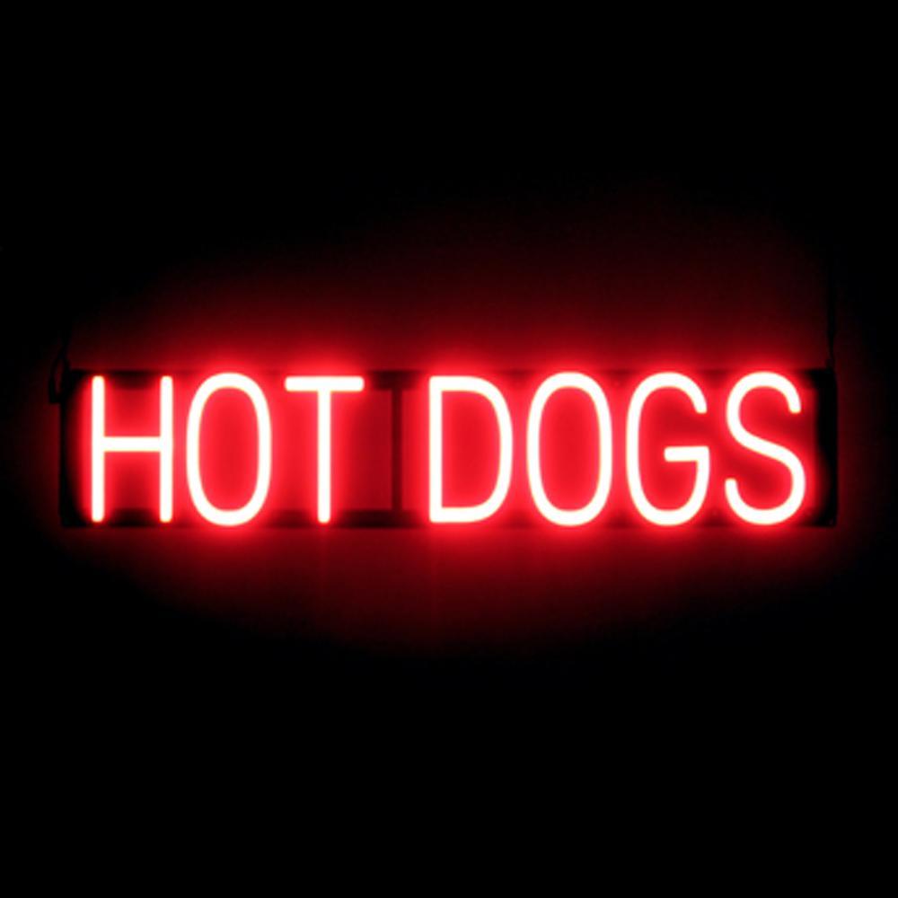 SpellBrite HOT DOGS Sign | Neon Hot Dogs Sign Look, LED Light | 30.8&Prime; x 6.3&Prime;