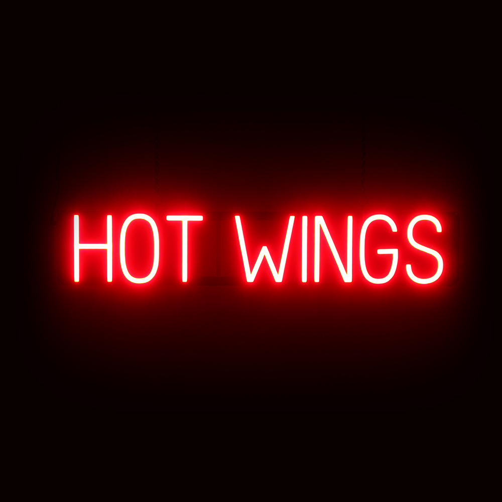 SpellBrite HOT WINGS Sign | Neon Hot Wings Sign Look, LED Light | 33.6″ x 6.3″