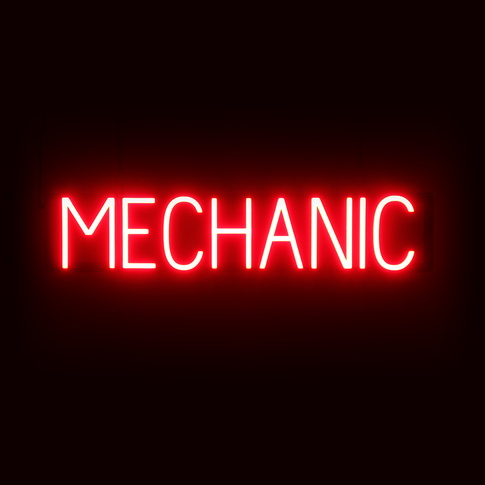 SpellBrite MECHANIC Sign | Neon Mechanic Sign Look, LED Light | 30.4&Prime; x 6.3&Prime;
