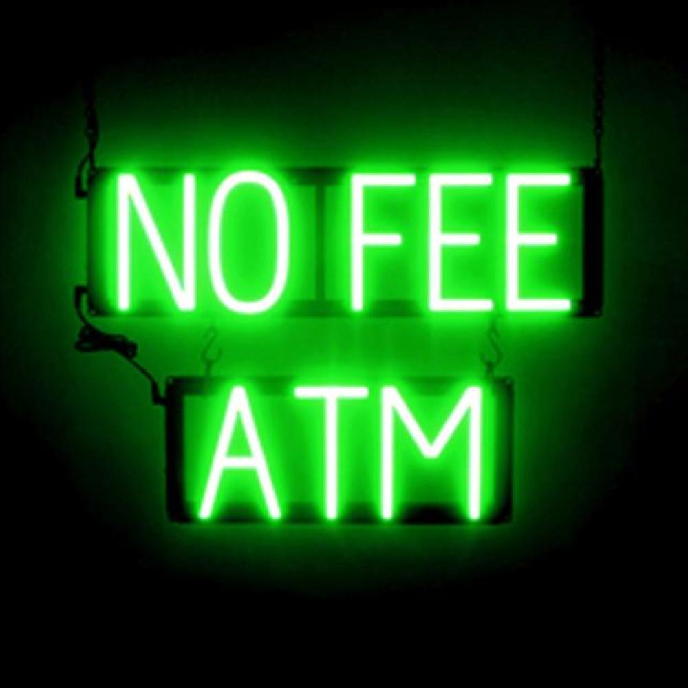 Led Fee Sign SpellBrite NO FEE ATM Sign | Neon Sign Look, LED Light | 21.5