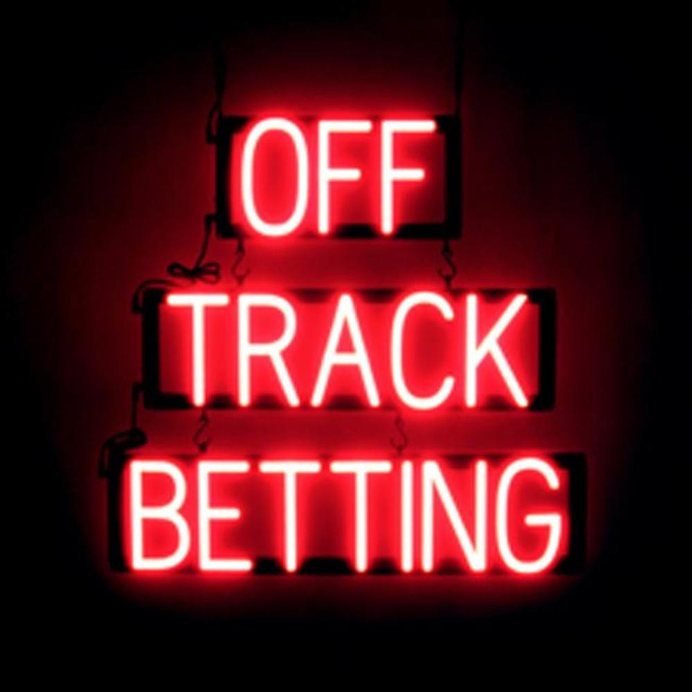 SpellBrite OFF TRACK BETTING Sign | Neon Sign Look, LED Light | 24.9″ x 23.8″