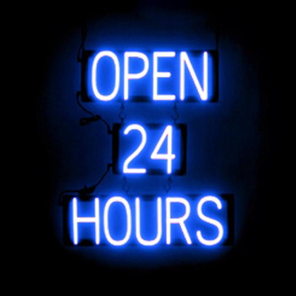 SpellBrite OPEN 24 HOURS Sign | Neon Sign Look, LED Light | 20.8" x 23.8" - Picture 10 of 11