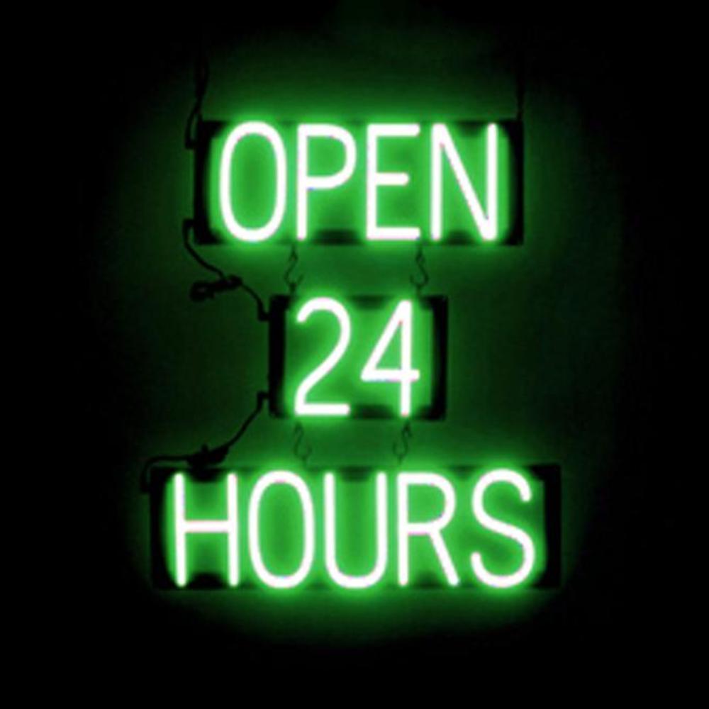 SpellBrite OPEN 24 HOURS Sign | Neon Sign Look, LED Light | 20.8" x 23.8" - Picture 11 of 11