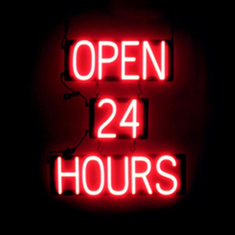 SpellBrite OPEN 24 HOURS Sign | Neon Sign Look, LED Light | 20.8" x 23.8" - Picture 8 of 11