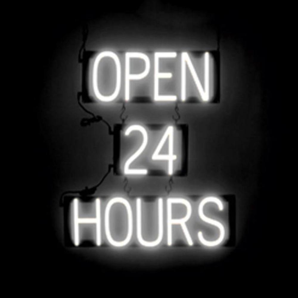SpellBrite OPEN 24 HOURS Sign | Neon Sign Look, LED Light | 20.8" x 23.8" - Picture 9 of 11