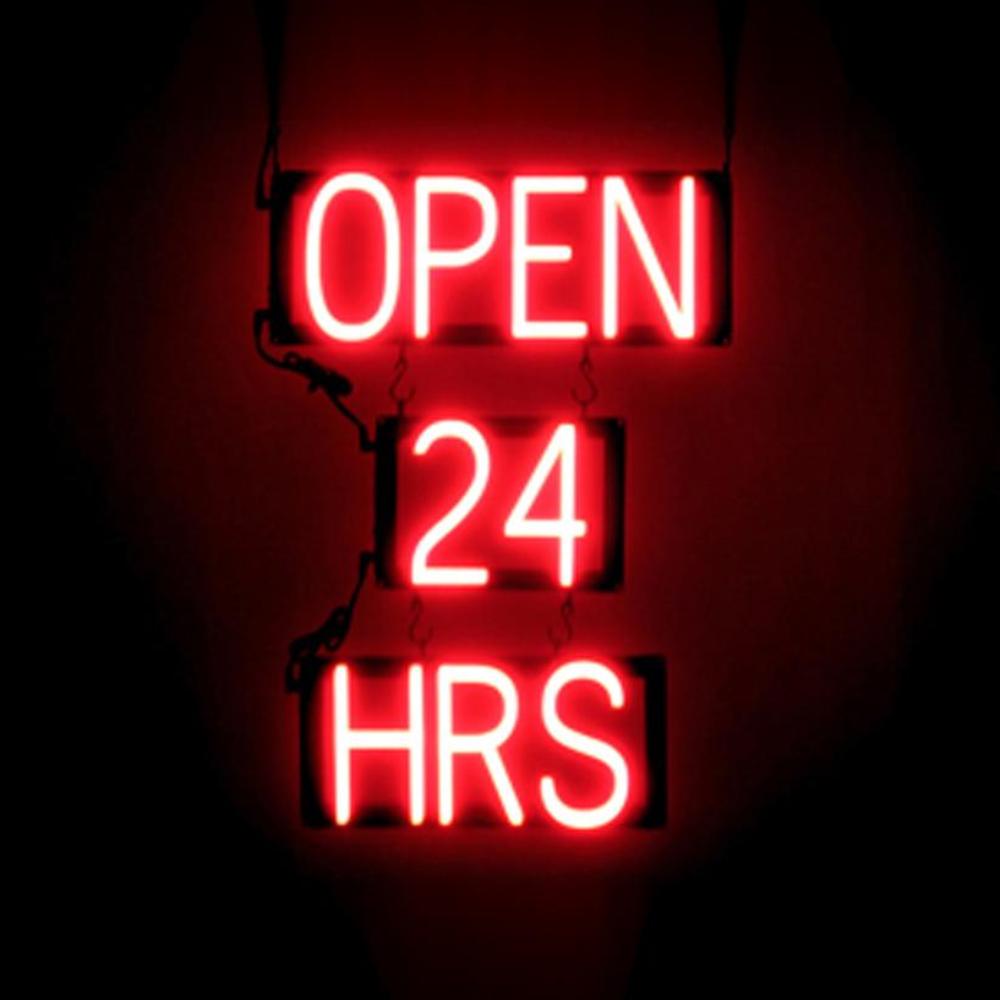 SpellBrite OPEN 24 HRS Sign | Neon Sign Look, LED Light | 16.5″ x 23.8″