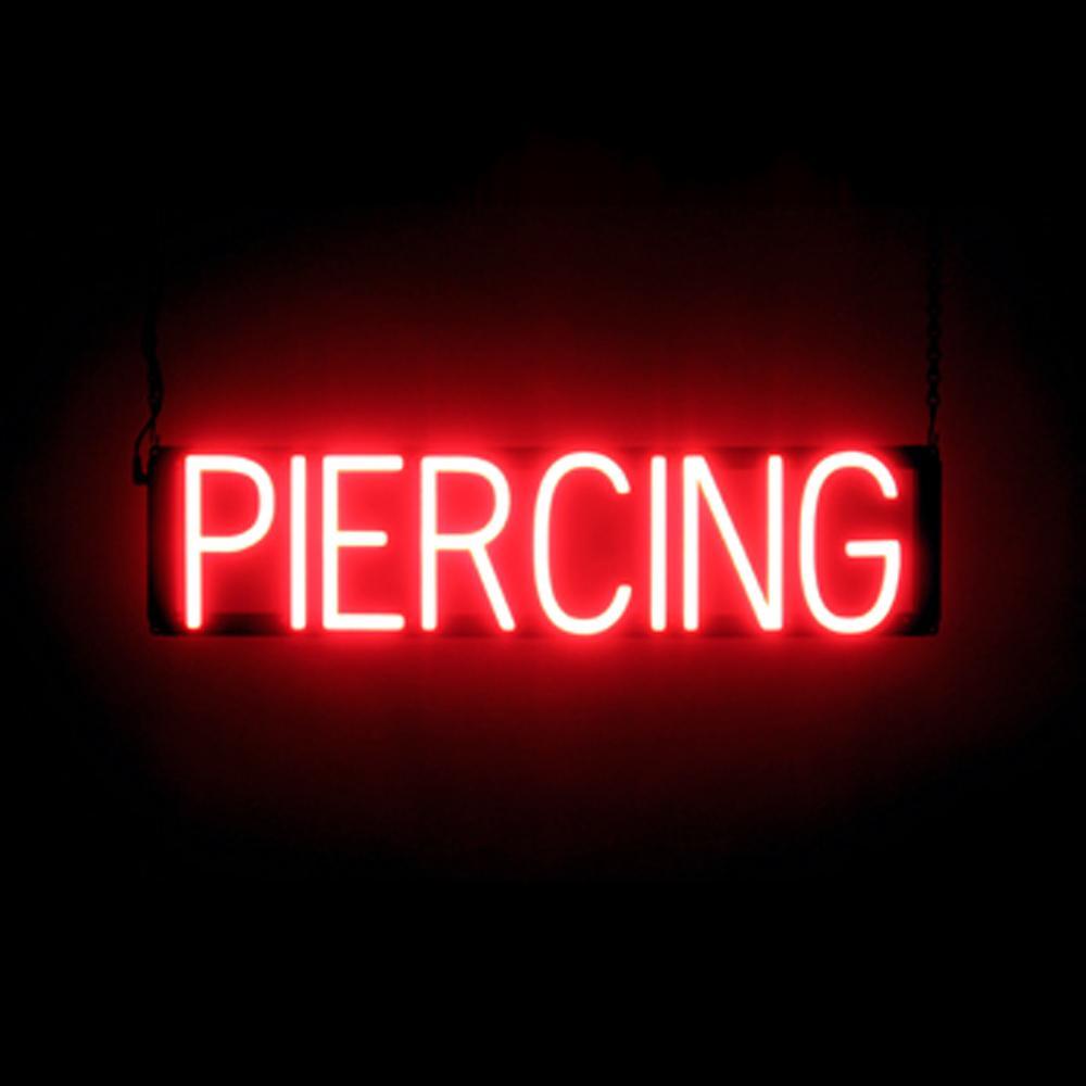 SpellBrite PIERCING Sign | Neon Piercing Sign Look, LED Light | 26.0&Prime; x 6.3&Prime;