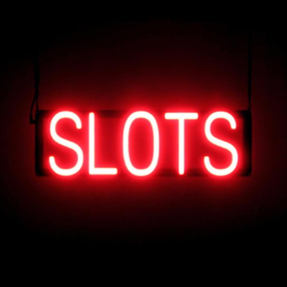 SpellBrite SLOTS Sign | Neon Slots Sign Look, LED Light | 20.3″ x 6.3″