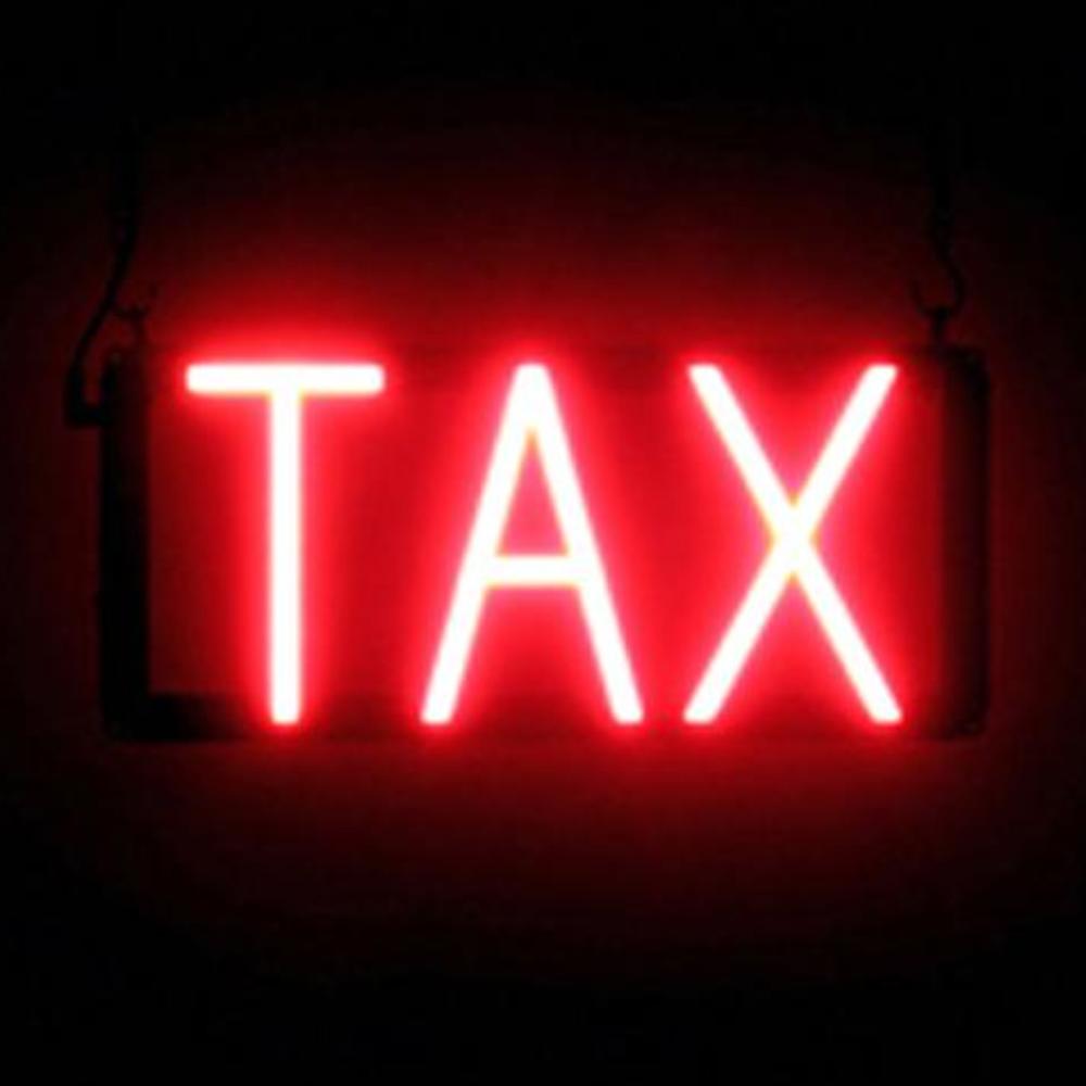 SpellBrite TAX Sign | Neon Tax Sign Look, LED Light | 14.0″ x 6.3″
