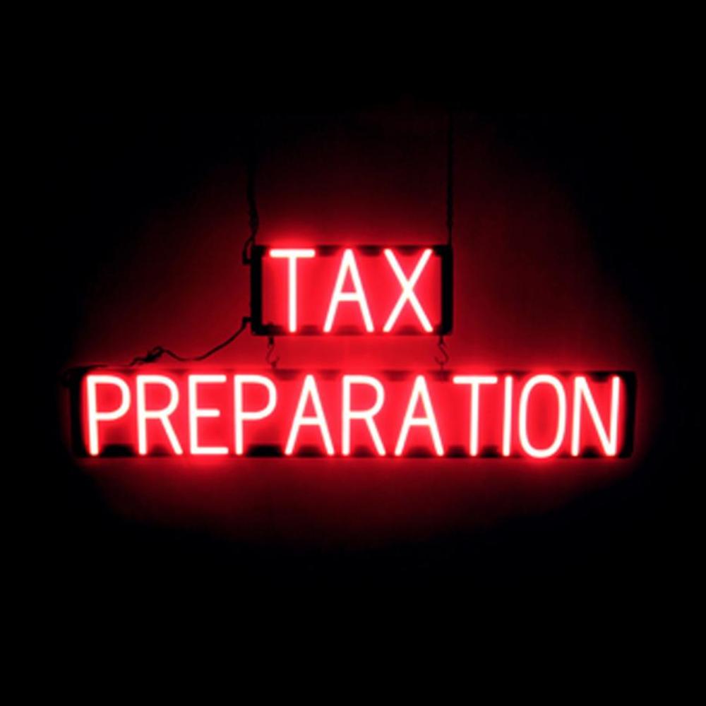 SpellBrite TAX PREPARATION Sign | Neon Sign Look, LED Light | 40.2&Prime; x 15.0&Prime;