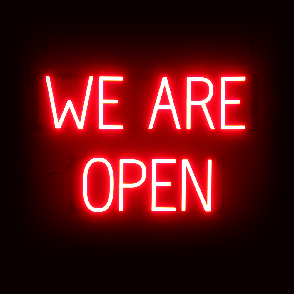 SpellBrite WE ARE OPEN Sign | Neon Sign Look, LED Light | 24.0″ x 15.0″