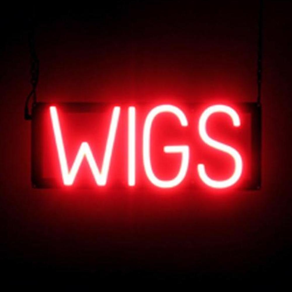 SpellBrite WIGS Sign | Neon Wigs Sign Look, LED Light | 16.4″ x 6.3″