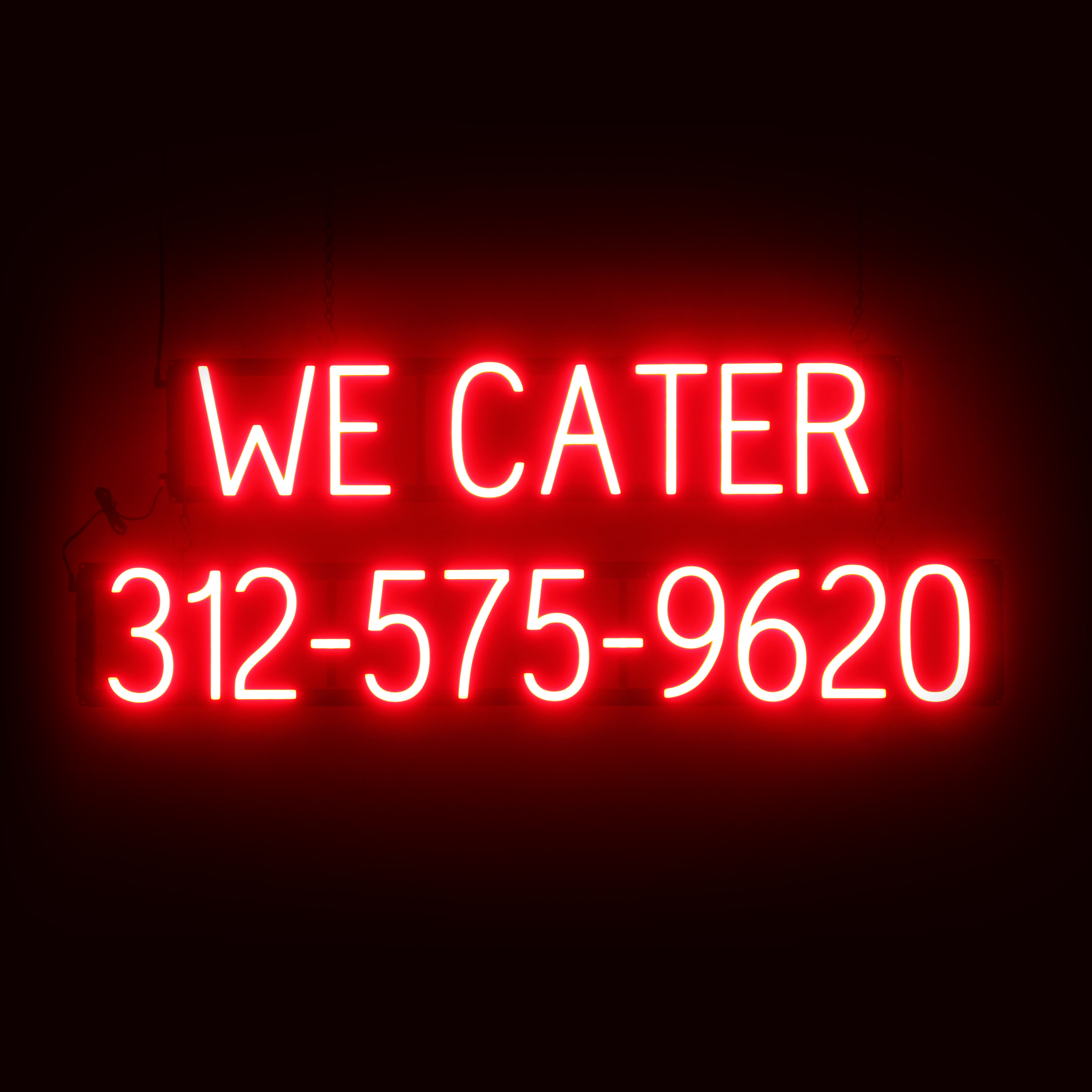SpellBrite WE CATER 10 DIGIT PHONE NUMBER Sign | Neon Look, LED Light - Picture 8 of 11