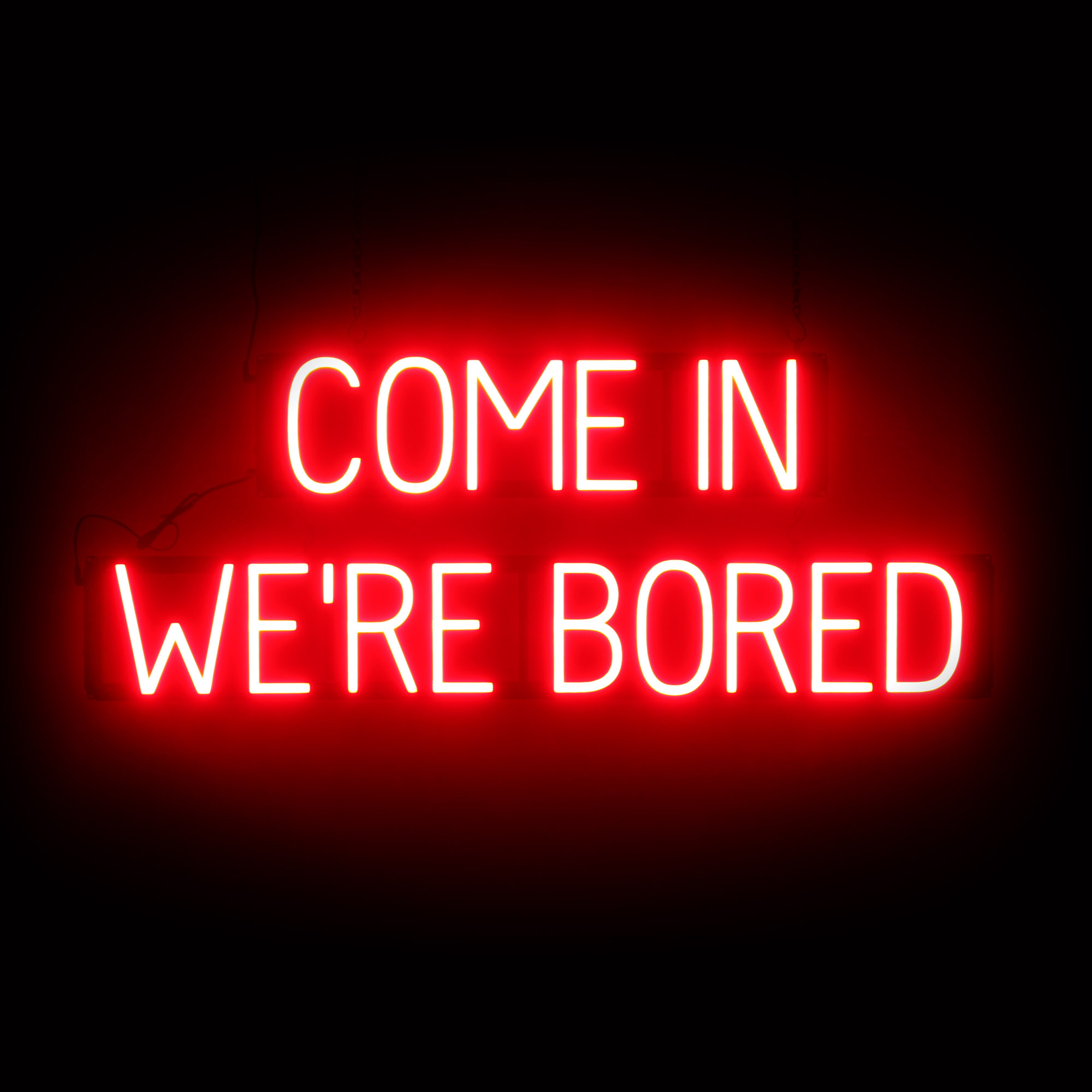 SpellBrite COME IN WE'RE BORED Sign | Neon Sign Look, LED Light | 39.1" x 15.0" - Picture 8 of 11