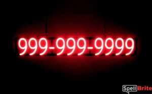 10 digit phone number lighted LED sign that uses interchangable numbers to make personalized signs