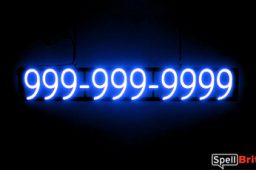 10 DIGIT PHONE NUMBER sign, featuring LED lights that look like neon phone number signs