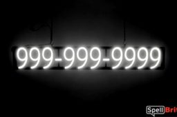 10 DIGIT PHONE NUMBER sign, featuring LED lights that look like neon phone number signs