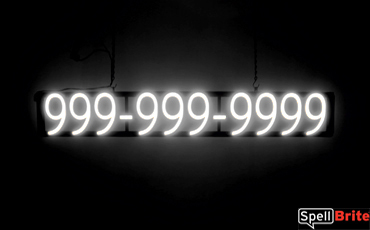 10 DIGIT PHONE NUMBER sign, featuring LED lights that look like neon phone number signs