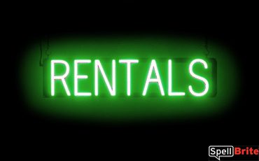 RENTALS sign, featuring LED lights that look like neon RENTAL signs