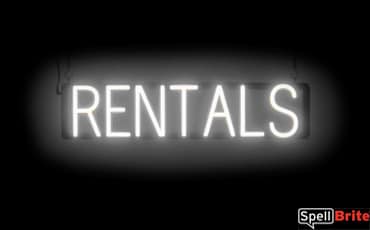 RENTALS sign, featuring LED lights that look like neon RENTAL signs