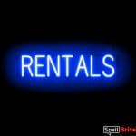 RENTALS sign, featuring LED lights that look like neon RENTAL signs