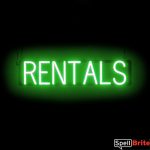 RENTALS sign, featuring LED lights that look like neon RENTAL signs