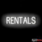 RENTALS sign, featuring LED lights that look like neon RENTAL signs