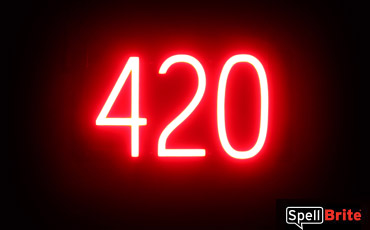 420 sign, featuring LED lights that look like neon 420 signs