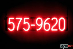 7 DIGIT PHONE NUMBER sign, featuring LED lights that look like neon phone number signs