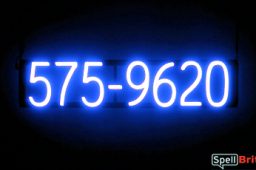 7 DIGIT PHONE NUMBER sign, featuring LED lights that look like neon phone number signs