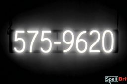7 DIGIT PHONE NUMBER sign, featuring LED lights that look like neon phone number signs