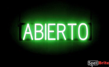 ABIERTO sign, featuring LED lights that look like neon ABIERTO signs