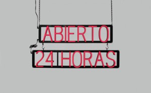 ABIERTO 24 HORAS LED signage that uses changeable letters to make window signs for your business